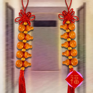 Elegant Chinese-Style Wooden Gourd Hanging Ornament with Red Bow - Traditional Fu Character for Good Fortune Ideal for Home & Car Decor Perfect Spring Festival & Holiday Surprise Gift Decorations for Home