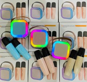 Bộ Loa + 2 mic mini blutooth giải trí trong gia đình sài bằng pin sạc được 4 tiếng giao màu ngẫu nhiên