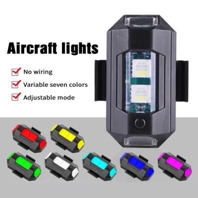 Lampu LED Kedip Pesawat RGB Strobo 7 Warna USB Untuk Motor Mobil Sepeda Drone DLL