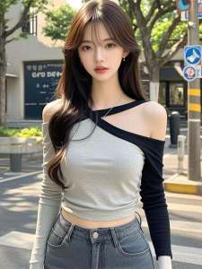 Áo Thun Tay Dài Cổ Treo Ngắn Gợi Cảm Cay Nồng Thời Trang Mùa Xuân Mới Về Chất Liệu Cotton Pha Trộn Thường Ngày Cho Nữ