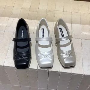 Height Increasing White Bow Mary Jane Shoes