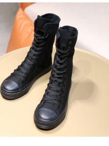 รองเท้าผ้าใบลำลอง Far Step ทรงหัวมน พื้นยาง ส้นแบน ซิปด้านข้าง รองเท้าทำงาน รองเท้าผู้หญิง สีดำ รองเท้าคู่ รองเท้าสตรี