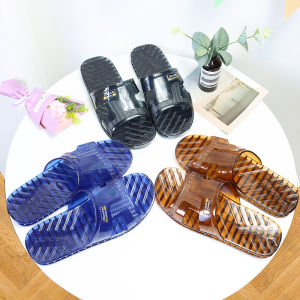 New Crystal Slippers Mens Soft and Comfortable Household Plastic Sandals Hotel Bathroom Non-Slip Deodorant Flip-Flops Flat Bottom