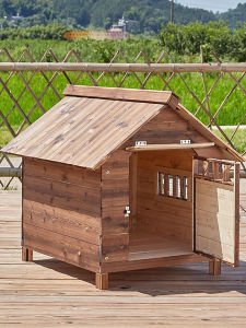 บ้านสุนัขไม้แท้กลางแจ้งสำหรับฤดูใบไม้ผลิและฤดูหนาวสำหรับสุนัขขนาดใหญ่และแมว บ้านสุนัขแบบพกพา บ้านสุนัขแบบคาร์บอน