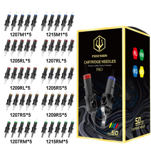 50PCS POSEIDON PRO MAX Tattoo Needle Kit Disposable Safty Mixed Tattoo Cartridge Needle Professional Permanent Makeup Tattoo Nee