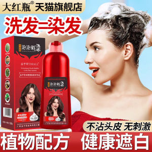 Natural Plant-Based No-itch Bubble Hair Dye Womens Red Bottle Big Plant Colorant Glossy Long-lasting Grey Covering Hair Color