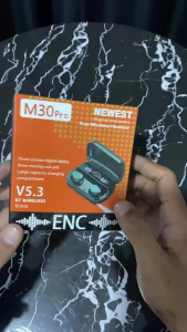 Earphone Bluetooth TWS M30Pro With Powerbank And Flashlight Charging Case / Wireless Headset Bass Stereo In-Ear Handsfree Earbuds LED Display Microphone Running Olahraga Sepeda Hiking Fitness Tombol Play Plause Call Volume Next M30 Pro