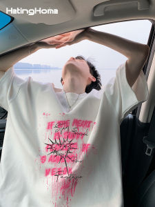 HetingHOME | Áo thun tay ngắn rộng rãi Hetinghome mùa hè thời trang nam Mỹ không giới tính in họa tiết thường ngày cotton phong cách tươi mới