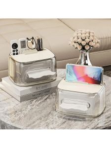 กล่องกระดาษเช็ดหน้าตักพลาสติกเรียบง่ายหรูหราสำหรับวางบนโต๊ะ กล่องเก็บของสำหรับรับชมทีวีในห้องนั่งเล่น คีย์บอร์ด โทรศัพท์มือถือ กล่องกระดาษเช็ดหน้า