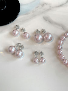 Manta Rose Purple Pearl Earrings Womens Pure Silver Circular Aurora Cherry Blossom Pink Earrings New 2025 Hot Fashion Jewelry