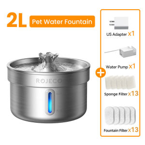 ROJECO Stainless Steel Crown Shape Cat Water Fountain Automatic Circulating Pet Drinking Dispenser Multi Layer Filter Water Feeder for Kitten Puppy