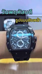 TIMEARTX | TIMEARTX Men Sports Chronograph Quartz Watch Luminous Date Display Stainless Steel Tonneau Dial Watches for Men