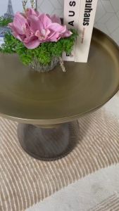 โต๊ะข้างโซฟาโต๊ะกาแฟทรงกลมขาสีชาดำโปร่งใส รุ่น A16