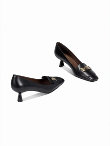 JESSICA SOPHIA | Giày Gót Nhọn Đen 5cm Da Thật