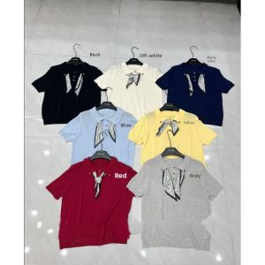 YUEZHONGWEI | French Collar Ice Silk Knitted Short Sleeve T-Shirt Women Summer Slim Fit Polo Shirt Top With Sash Pure Color Commute Style