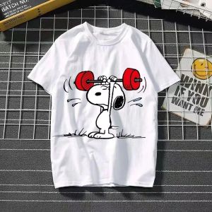 Bandai | New Snoopy Printing Cotton T-shirt Animation Cartoon Men and Women Kids with The Same Loose Pure Cotton Cute Pure Cotton Top
