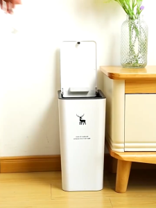 LAIMA 16L Rectangular Trash Can Press Type Trash Can With Cover Trash Can Household Living Room Kitchen Bathroom Garbage Bin