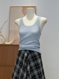 Slim Fit Ice Silk Knitted Strap Vest Womens Summer New Style Base Layer Can Be Worn outside Sleeveless Top Korean Style