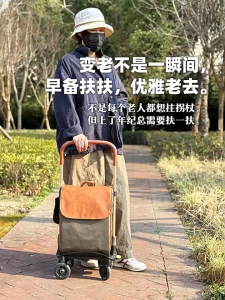 NEW Buding Step Ding Fufu Elderly Trolley One-Hand Brake Walking Shopping Trolley Case storage bag Japanese-Style
