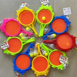 Kids Badminton Racket Lightweight Racket Set Easy-Grasp Tennis Racket Toy Outdoor Indoor Sports Parent-Child Interaction Mainan Gift