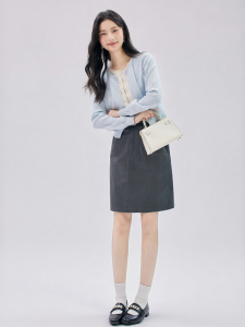 Gray Petite Commuter Pencil Skirt