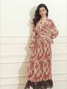 Vintage French Floral Lace Design Fashion Dress