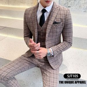Suits Set for Men ( Suit Vest Pants ) Korean Original Slim Fit Formal Dinner Office Court Business Comfortable Male Blazer