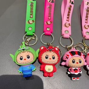 Labubu Keychain Car Keyring Labubu Key Holder Cute Cartoon Toy Labubu Gift Labubu Toys for kids Labubu 钥匙圈