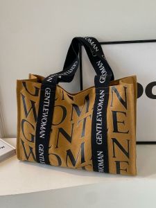 Large Capacity Canvas Tote Bag Womens Summer New Fashion Single Shoulder Handbag Shopping Bag Korean Style Soft Fabric