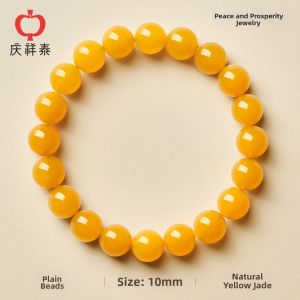 QINGXIANGTAI | Wealth Attraction Fortune Transforming Natural Yellow Jade Bracelet