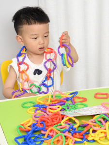 สร้อยคอจิ้มจุ่มพลาสติก โซ่เรขาคณิต ช่วยพัฒนาสมองเด็ก ของเล่นเสริมศักยภาพ ชิ้นส่วนต่อ ชิ้นส่วนต่อ ของเล่นเสริมศักยภาพ