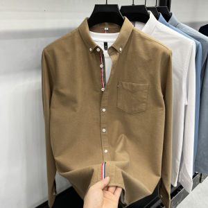 Export Classy 100% Cotton Men Long Sleeves Gingham Shirt Mens Autumn Paul Embroider Pure Cotton Shirt Mens Spring Shirt