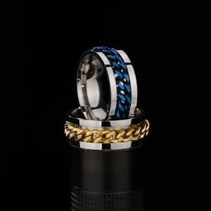 EONMIR 8mm Titanium steel chain ring rotatably mesh stainless steel ring red burst models Male Female Ring couple rings