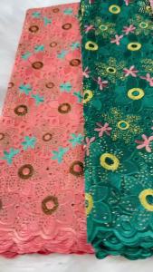 Luxury 5Yard African Nigeria Cotton Swiss Voile Lace Fabric Embroidery 100% Cotton Dubai Style Birthday Dress For Woman M715-1