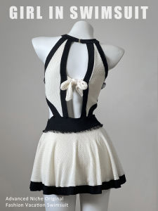 Slimming One-Piece Swimsuit Womens Small Chest Pad High End Sensation Small Fragrance Style Conservative Hot Spring Vacation Swimwear