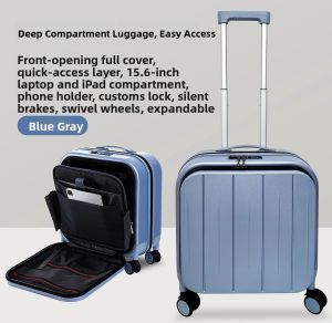 HanRui | Front Opening Expandable Lockable Carry-On Luggage 18 inch