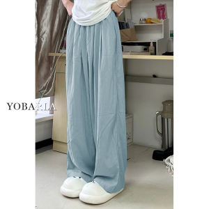 High Waist Ice Silk Yamamoto Pants Womens Summer Thin Wide Leg Casual Trousers Loose Slimming Straight Drapey Comfortable