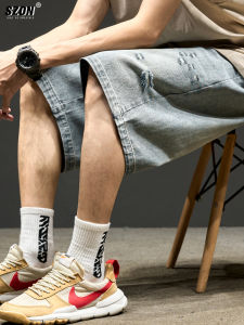 กางเกงขาสั้นผ้ายีนส์ทรงหลวมสไตล์อเมริกันสำหรับผู้ชาย ฤดูร้อน 2025 กางเกงขายาวห้าส่วนทรงหลวมขนาดใหญ่ สไตล์ลำลอง