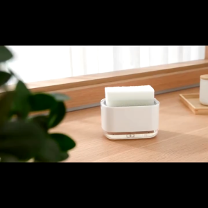 ViRYN Manual Press Type Liquid Soap Box Detergent Dispenser Detachable Sponge Storage Box for Kitchen