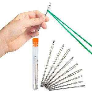 9Pcs/set Large-Eye Blunt Needles Stainless Steel Yarn Crafting Knitting Weaving Stringing Needles For Finishing Off Crochet