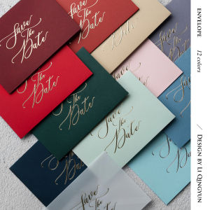 [Li Ching-Yuen] Original Envelope Wedding Invitations and Announcements Festive Invitation Letter Three-Dimensional Gilding Parchment Paper Classy Envelope