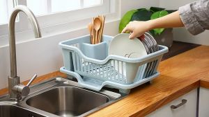 HOVELSHOP Rak Cuci Piring Wastafel Organizer Dapur Multifungsi Dish Dryer Pengering Piring Mangkok Alat Makan Drain Basket
