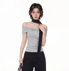 KBVVR | Off-Shoulder Irregular Slim Waist T-shirt