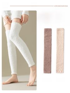 JINGCHI | Thickened Fleece Coral Velvet Over-Knee Socks Womens Long Tube Autumn Winter Style Warmth Ladies Knee Joint Protection Sleepwear