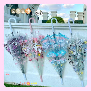 Transparent Long Handle Umbrella Hellokitty Student Kurokos Girl Cute Animal Design Rainproof Home Daily Use Item for Women