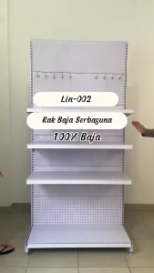 Newly Upgraded Supermarket Gondola Rack with Detachable Posts – Pegboard Back Adjustable Shelves 90kg per Shelf