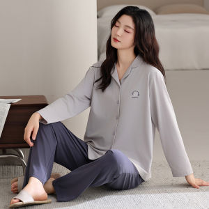 MiiOW | Pure Cotton Ladies Sleepwear Long Sleeve Striped Casual Home Clothes Cat Person New 2025 Outwear Suitable Spring Autumn