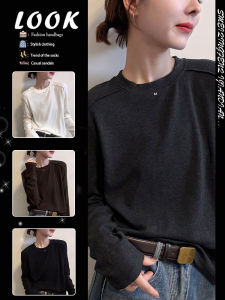Dorlon Round Neck Long Sleeve T-Shirt Loose Casual Simple Top for Layering