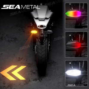 SEAMETAL Motorcycle Universal Turn Signals Lamp Amber Projection Lamp Flowing Flash Indicator Lights Motor Running Light