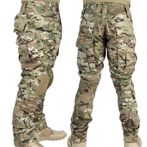 Multicam Tactical Pants +Pads Men Combat Trousers Work Camo Hunting Clothes Multi-pocket Breathable Wear-resisting Cargo Pants